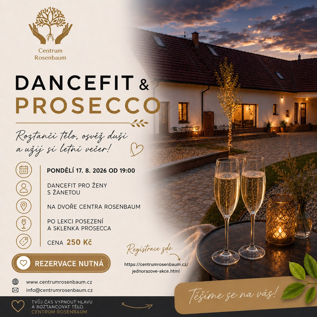 DanceFit & prosecco — letní taneční večer v Centru Rosenbaum